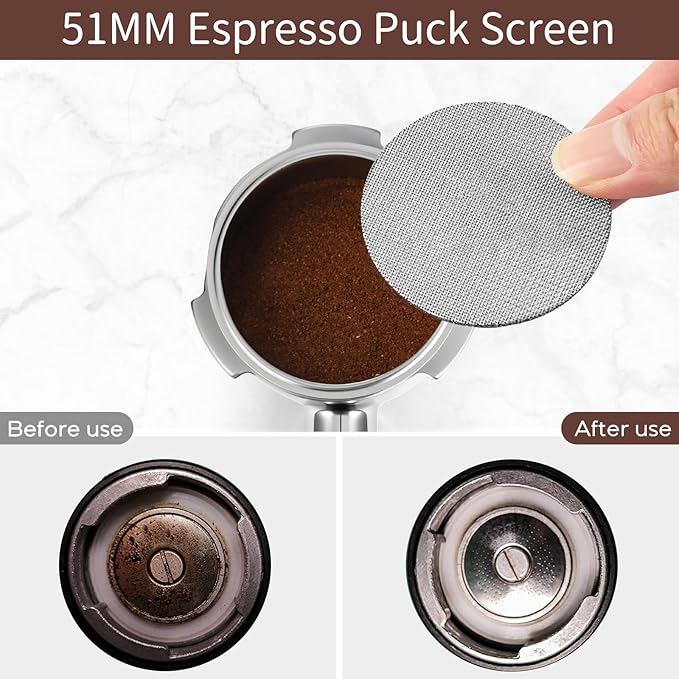 51mm Bottomless Portafilter for CM5418, 3 Ears Portafilter with 51mm Puck Screen Compatible for CASABREWS Espresso Machine CM5418, 3700Essential and 5418Pro, Stainless Steel Filter Holder and Filter