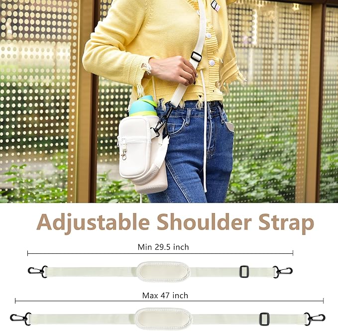 Water Bottle Carrier Bag with Strap for Owala FreeSip 24/32oz with Detachable Phone Pocket for Owala Accessories 24/32oz Water Bottle Sleeve for Walking Camping Gym