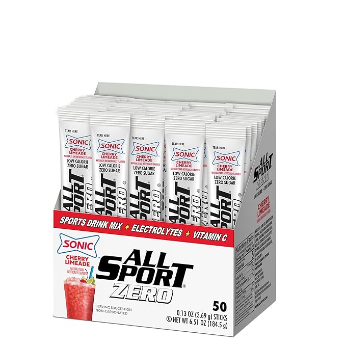 All Sport Powder Hydration Sticks, Zero Calorie, Performance Electrolyte Drink Mix, Sugar Free, SONIC Cheery Limeade 50 Ct box