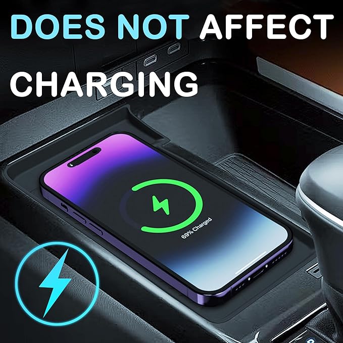 Wireless Charging Mat for 2025 2026 Toyota Camry Accessories Black Silicone Protective Pad Anti-Slip Center Console Phone Charger Pad Liners Anti-Scratch Heat Insulation Interior Decoration
