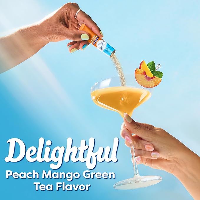 Crystal Light Drink Mix, 10 Packets, for Convenient On-the-Go Flavorful Hydration, Naturally flavored with other natural flavor Peach Mango Green Tea, Zero Sugar, 0.8 oz