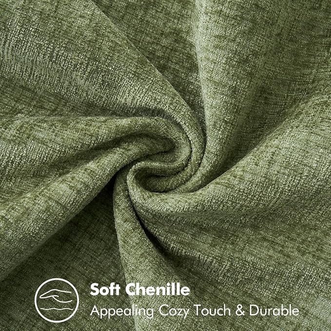 MIULEE Pack of 2 Couch Throw Pillow Covers 20x20 Inch Sage Green Farmhouse Decorative Pillow Covers with Stitched Edge Soft Chenille Solid Dyed Summer Pillow Covers for Sofa Bed Living Room