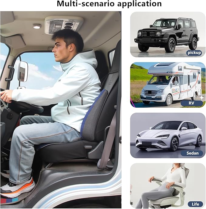 Car Seat Cushion for Driving, Ergonomic Memory Foam Car Seat Pad for Sciatica Pain Relief, Car Seat Cushion Pad for Driving Seat Office Chair, Blue