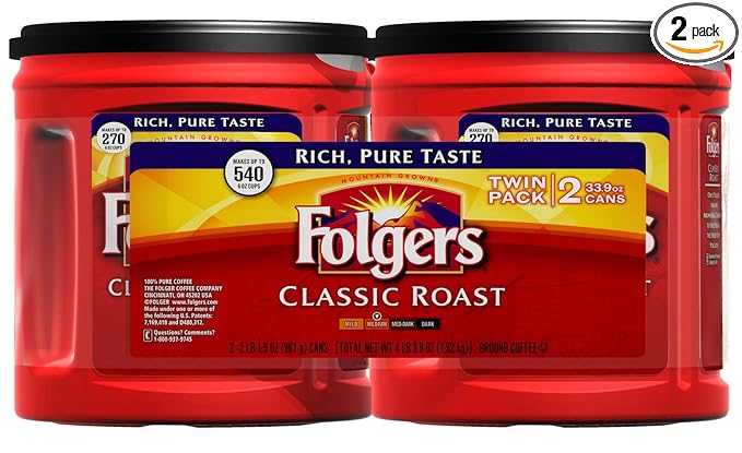 Folgers Coffee Twin Pack, Classic Roast, 67.8 Ounce