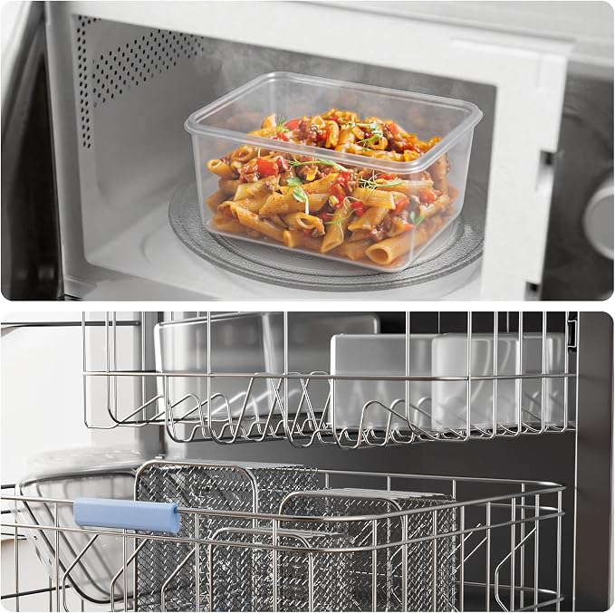 3 PCS Large Fruit storage Containers for Fridge - Leakproof Food Storage Containers with Stainless Steel Colander - Dishwasher safe Produce Containers Keep Fruits, Vegetables, Berry, Meat Fresh longer