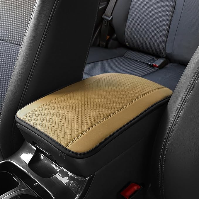 Car Center Console Armrest Pad, 12.6X 7.2 Inch PU Leather Waterproof Auto Armrest Seat Box Cover Protector, Car Center Console Cover, Universal Car Interior Accessories for Cars, Trucks, SUVs