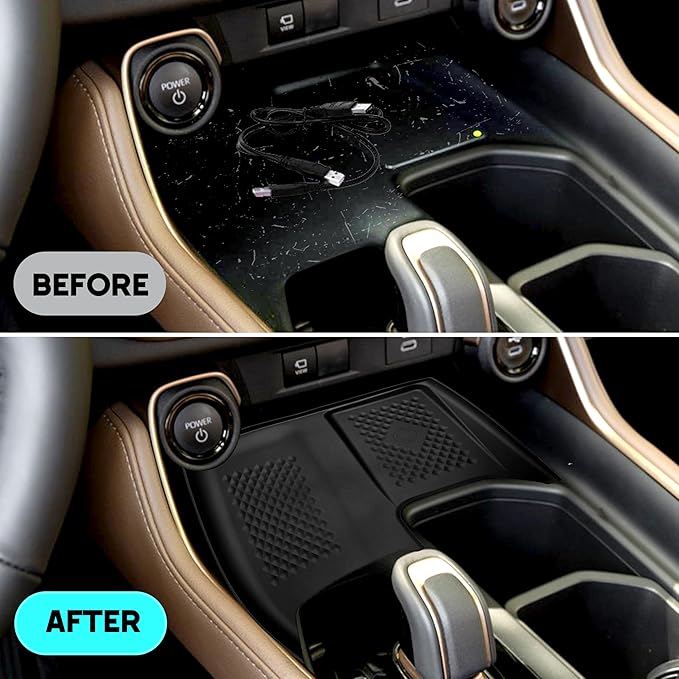 Wireless Charging Non-Slip Mat for Grand Highlander 2024 2025 2026 Black Silicone Protective Pad Center Console Phone Charger Pad Liners Anti-Scratch Waterproof Interior Accessories