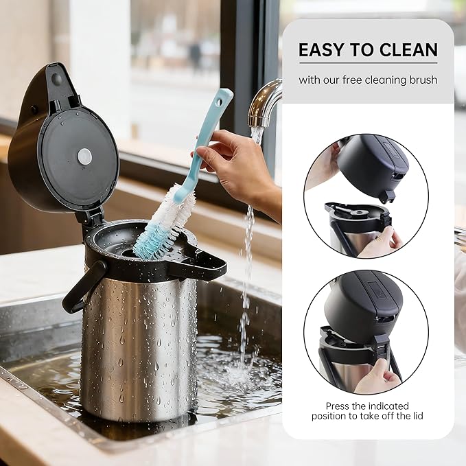 Airpot Coffee Dispenser Thermal with Pump,3L/102 Oz Insulated Stainless Steel Large Airpot Coffee Carafe Lever Action for Hot/Cold Water,Thermal Carafe for Hot Cocoa for Parties