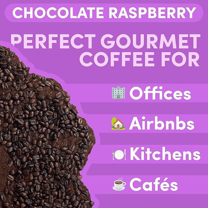 Chocolate Raspberry Ground Coffee 12oz – Chocolate & Raspberry Flavored Coffee, Medium Roast Gourmet Arabica, Specialty Grade, Smooth & Rich