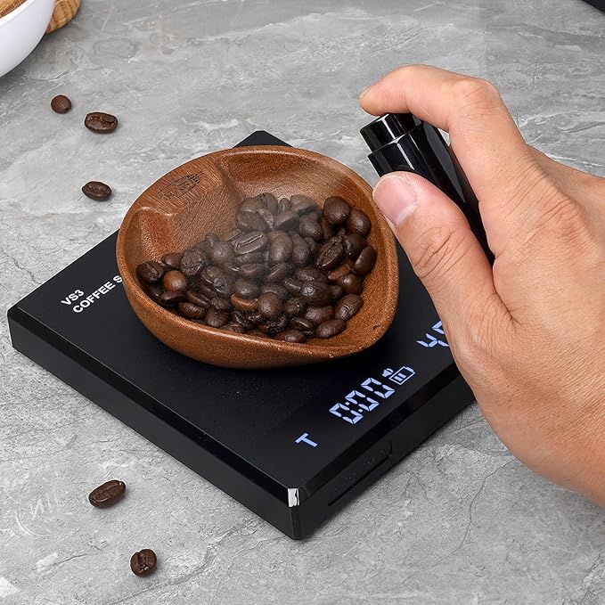 IKAPE Wooden Coffee Bean Dosing Cup and Spray Bottle Kit for Espresso, Coffee Bar Accessories for Reducing Coffee Power Static, Dosing Tray for Coffee or Tea, Sugar(Black)
