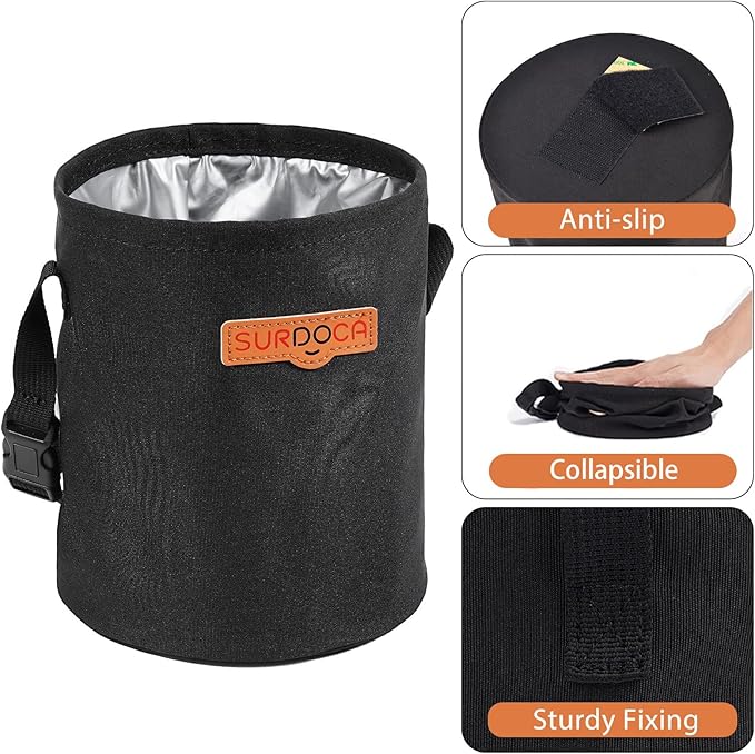 SURDOCA Foldable Garbage Can, Waterproof Car Trash Bin, Car Organizers and Storage, Portable Hanging Trash Bag