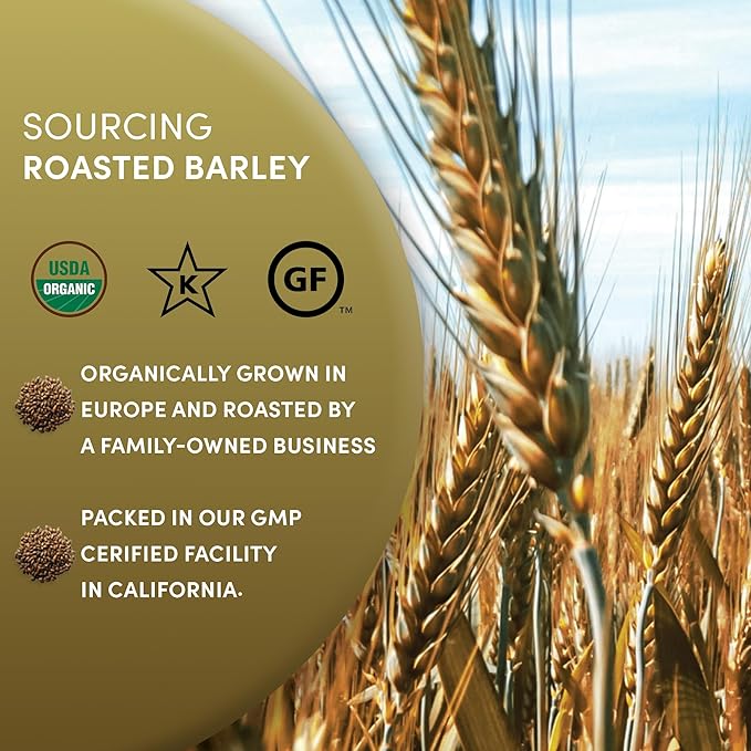 Worldwide Botanicals Organic Barley, Dark Roast – 1 lb –Italy’s Orzo, their Favorite Caffeine-Free Coffee Alternative – Brew Like Coffee – Acid Free, Kosher, Ground, 16 ounces