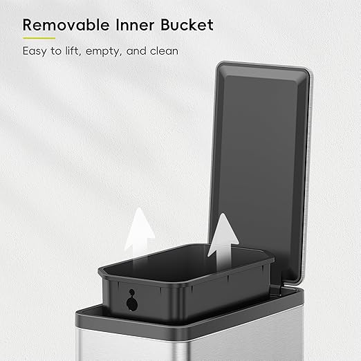 EKO 2 Pack Small Bathroom Trash Can with Lid Soft Close, Step Pedal, 6 Liter / 1.6 Gallon Stainless Steel Garbage Can with Removable Inner Bucket, Waste Basket for Bathroom, Bedroom