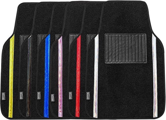 FH Group Universal Fit Car Floor Mats – All-Purpose Carpet Floor Mats & Protectors for Cars, SUVs & Trucks, Durable Automotive Carpet Mats, Pink & Black