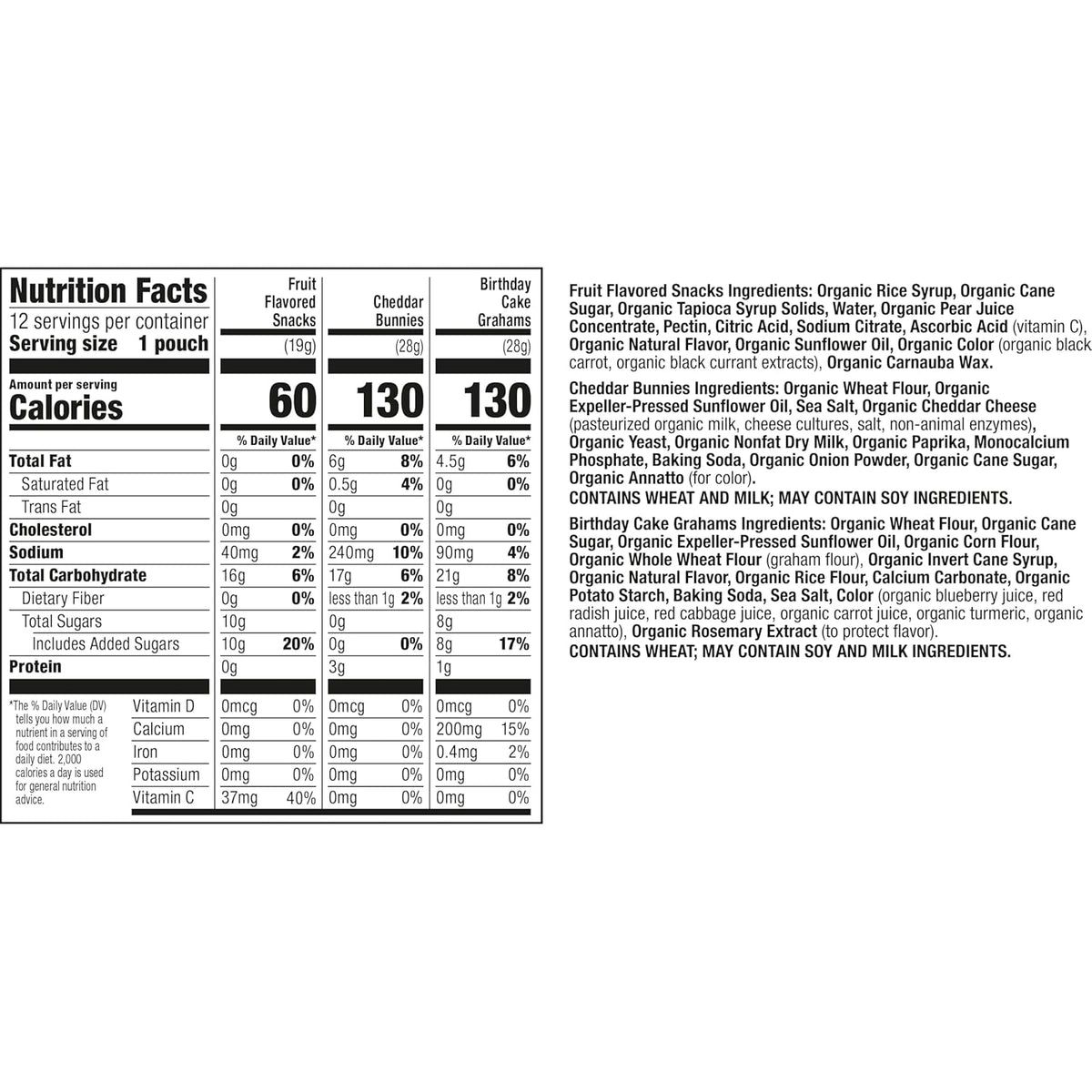 Annie's Sweet and Salty Snack Variety Pack, Cheddar Bunnies, Bunny Grahams and Bunny Fruit Flavored Snacks, Organic Kids Snacks, 12 Pouches, 10.8 oz