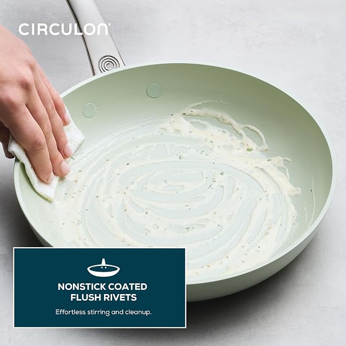 Circulon Halo with LaserDefense Ceramic Nonstick Cookware Set, 11-Piece Pots and Pans Set, Sage