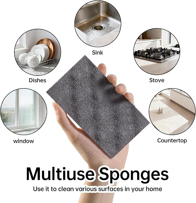 JOYMOOP Textured Clean Sponges, Dual-Sided Non-Scratch Soft Scrub Dish Sponge, Safe for Non-Stick Cookware, Kitchen and Household Cleaning, 36 Pack [Grey & White]