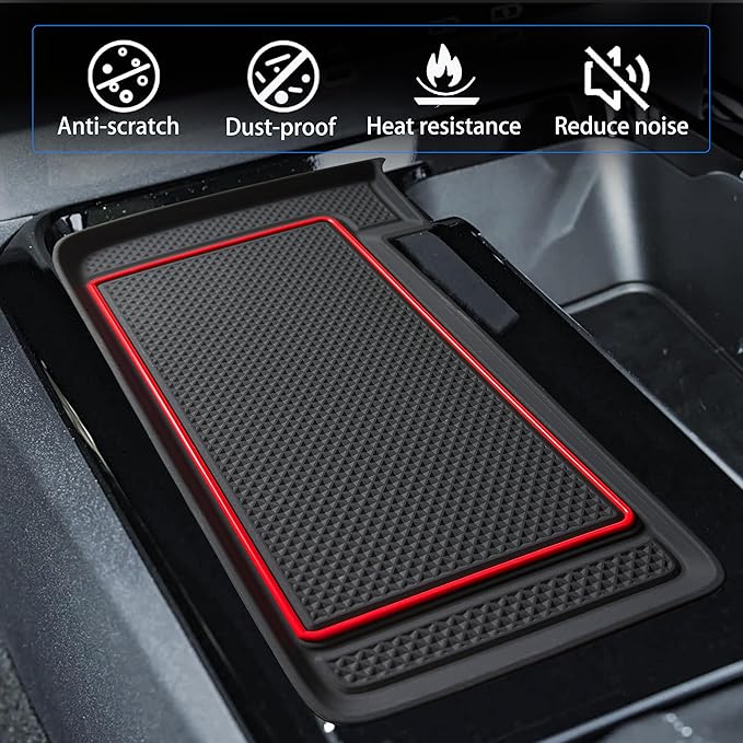 Wireless Charging Mat for 2025 2026 Toyota Camry Accessories Silicone Protective Pad Anti-Slip Center Console Phone Charger Pad Liners Anti-Scratch Heat Insulation Interior Decoration, Red