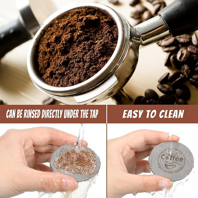 Yaomiao 2 Pieces 53.3mm Espresso Puck Screen, 1.7mm Thickness 150 Micrometre Reusable Barista Espresso Screen Stainless Steel Coffee Filter Mesh Plate for Bottomless Portafilter Filter Basket