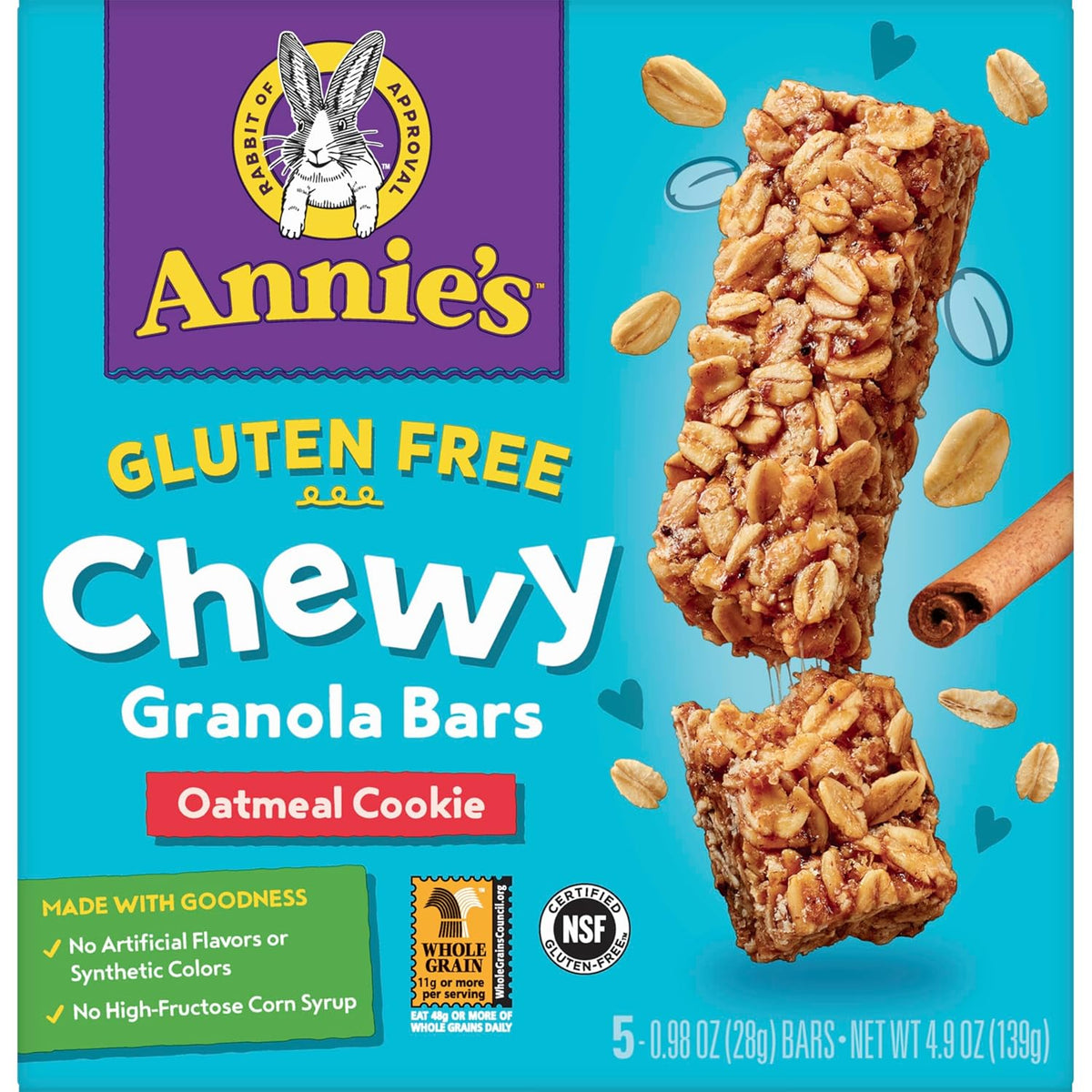 Annie's Gluten Free Chewy Granola Bars, Double Chocolate Chip, 5 Bars, 4.9 oz