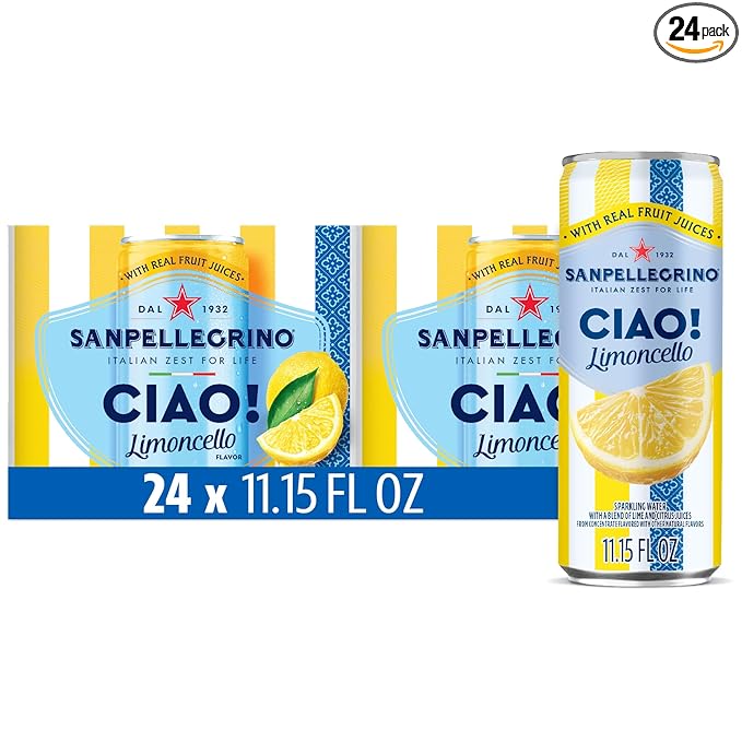 Sanpellegrino Ciao Limoncello Flavored Sparkling Water, Italian Sparkling Water, 24Pk