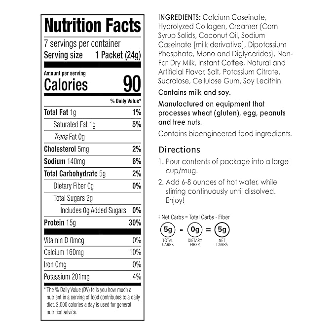 BariWise Protein Hot Drink Cappuccino Mix, Original, Low Sugar, Gluten Free, Keto Friendly & Low Carb (7ct)