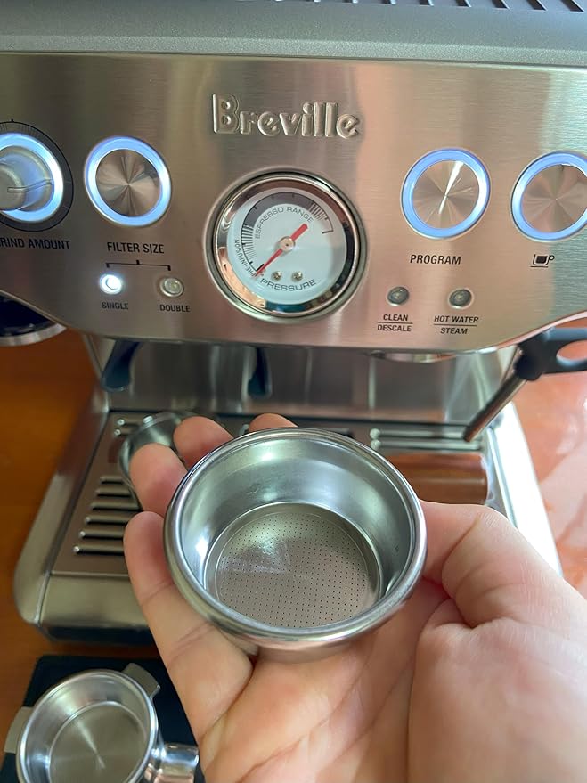 54mm Filter Basket Stainless Steel Portafilter Basket Espresso Handle Compatible with Breville Portafilter BES870XL,BES860XL,BES840XL,Double Cup Coffee FilterBasket Replacement