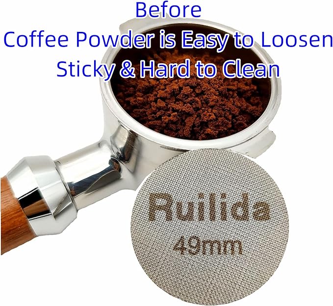 Espresso Puck Screen 49mm, Reusable 1.7mm Thickness 150μm 316 Stainless Steel Professional Barista Coffee Filter Mesh Plate for Espresso Portafilter Filter Basket (49mm)