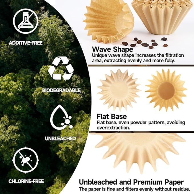 150 Count 5 Cup Coffee Maker Filters Compatible with Mr Coffee – Natural Unbleached Paper Coffee Filters, Disposable Coffee Filters for Mini Brew 5-Cup Brewers (150)