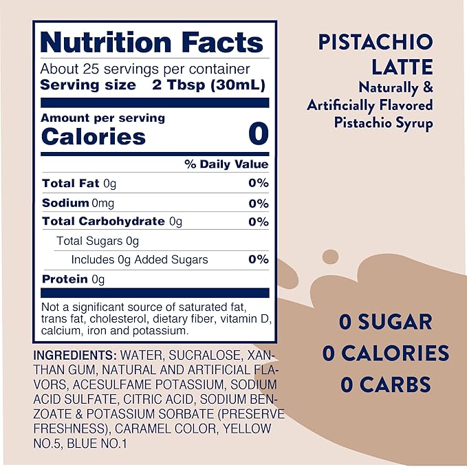 Jordan’s Skinny Mixes Sugar Free Coffee Syrup, Pistachio Coffee Flavoring Syrup, Zero Calorie Drink Mix, Lattes, Baking, Protein Shake or Cocktail, Dairy & Gluten Free, Kosher, 25.4 Fl Oz