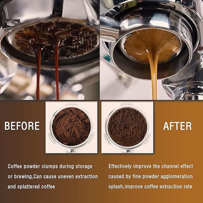 NEOUZA Coffee WDT Distribution Tool Accessories, Wooden Handle, 0.4mm 6 Stainless Needles, Espresso Powder Stirrer