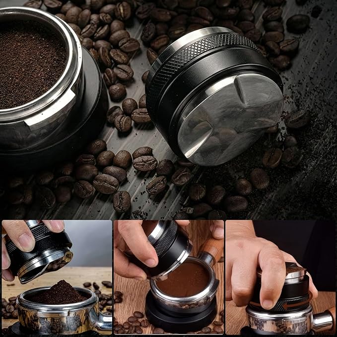 51mm Espresso Accessories Kit - 3 PCS Heavy Duty Dual Head Coffee Distributor and Tamper, WDT Tool, Magnetic Dosing Funnel - Fits Delonghi Breville 51mm Machines and Portafilter