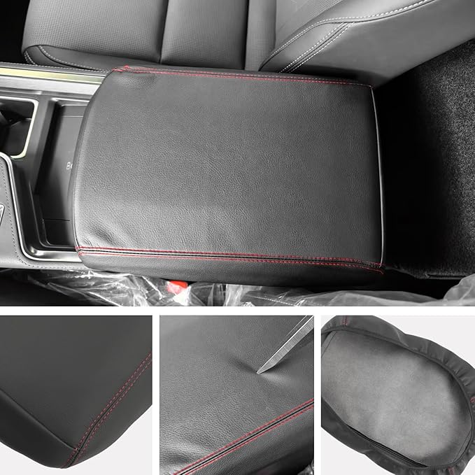 SXCY for 2024 2025 2026 Lexus GX Accessories Armrest Cover for Lexus GX550 2024 2025 2026 Accessories 2024 2025 2026 GX Center Console Cover 2024-2026 GX Middle Console Cover(Red Line Thin Cover)