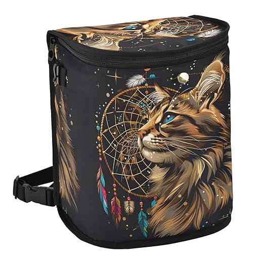 MNSRUU Car Trash Can with Lid, Cute Cat Dream Catcher Car Trash Bag Hanging Organizers and Storage for Front Back Seat, Leak-Proof Trash Bin