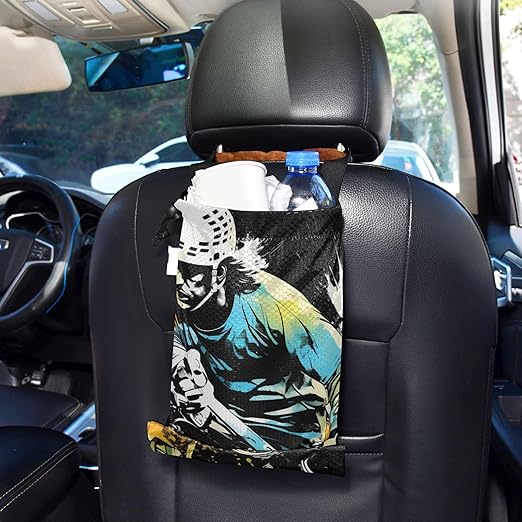 ALAZA Hanging Car Trash Bags Garbage Bag Trash Can for Back Seat Small Ice Hockey 1 Washable Storage Bag Retractable 2 Pack