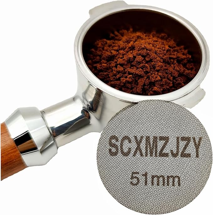 51mm Espresso Puck Screen, 1.7mm Thickness, 150μm, made of 316 Stainless Steel. This Coffee Portafilter Puck Screen is designed for Espresso Portafilter and serves as a Lower Shower Screen