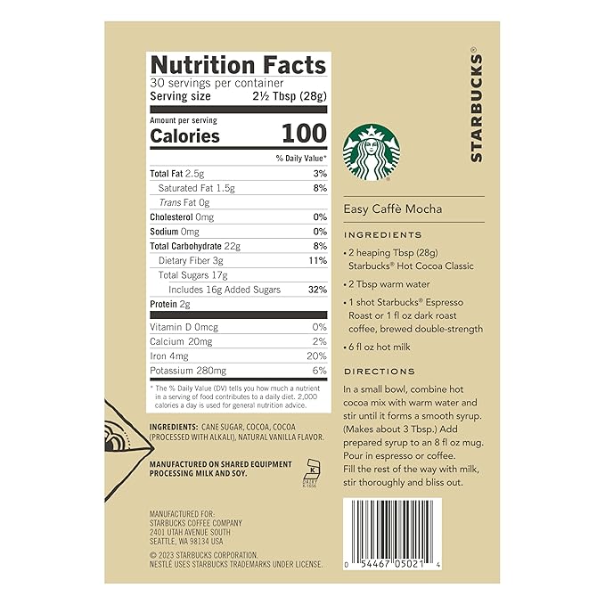 Starbucks Classic Hot Cocoa, 30 Ounce (Pack of 1)