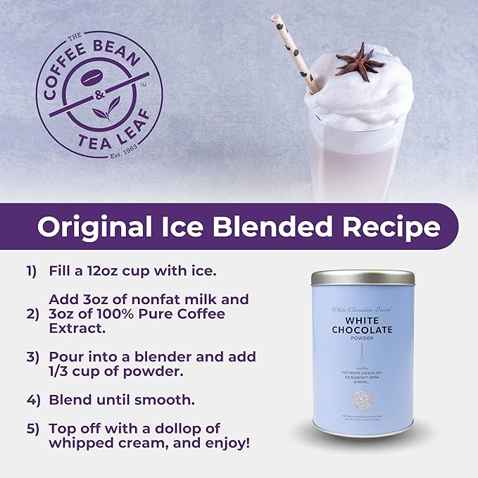 The Coffee Bean & Tea Leaf Coffee, Latte, and Drink Powder Mix, White Chocolate, 22oz. Tin