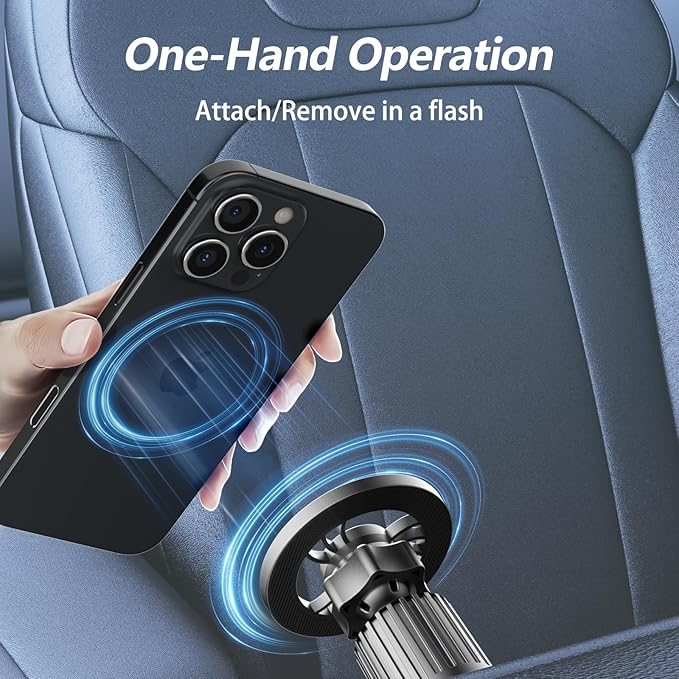 for [Magsafe Car Mount] [360°Flexible Rotation] [20X Strong Magnets] Upgraded Metal Hook, Hands-Free Phone Holder Fit for iPhone 16/15/14/13/12 Series, Black
