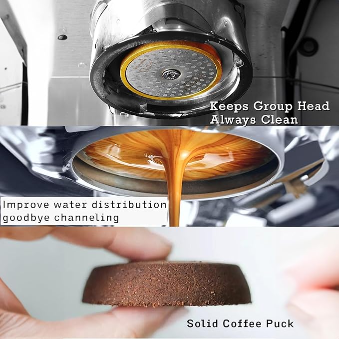 2Packs 53.3mm Espresso Puck Screen | Handmade Walnut Stand | 1.7mm Thickness 150μm 316 Stainless Steel