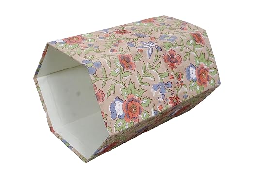 Generic 3.3 Gallon Cotton Hand Block Printed Paper Waste Basket |Small Decorative Trash Can for Housewarming Gifts in Living Room, Bedroom, Bathroom | Eco-Friendly, Plastic-Free (1, CR. BLUE GREEN)