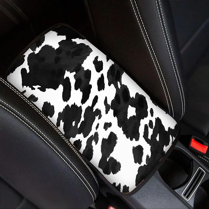 Cow Print Armrest Cover for Car,Soft Car Center Console Cover,Universal Cars Interior Accessories for Women