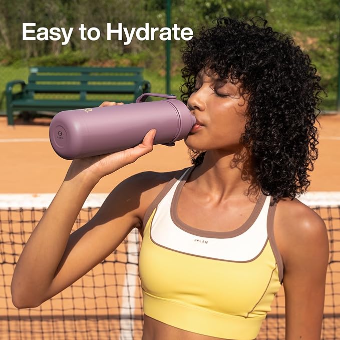 ENCOOL Insulated Water Bottle with Straw Stainless Steel Water Bottle, Leak-Proof, BPA-Free, Double Wall Vacuum Keeps Cold for 24 Hours for Sports, Travel, School (18 oz, Mountbatten Pink)