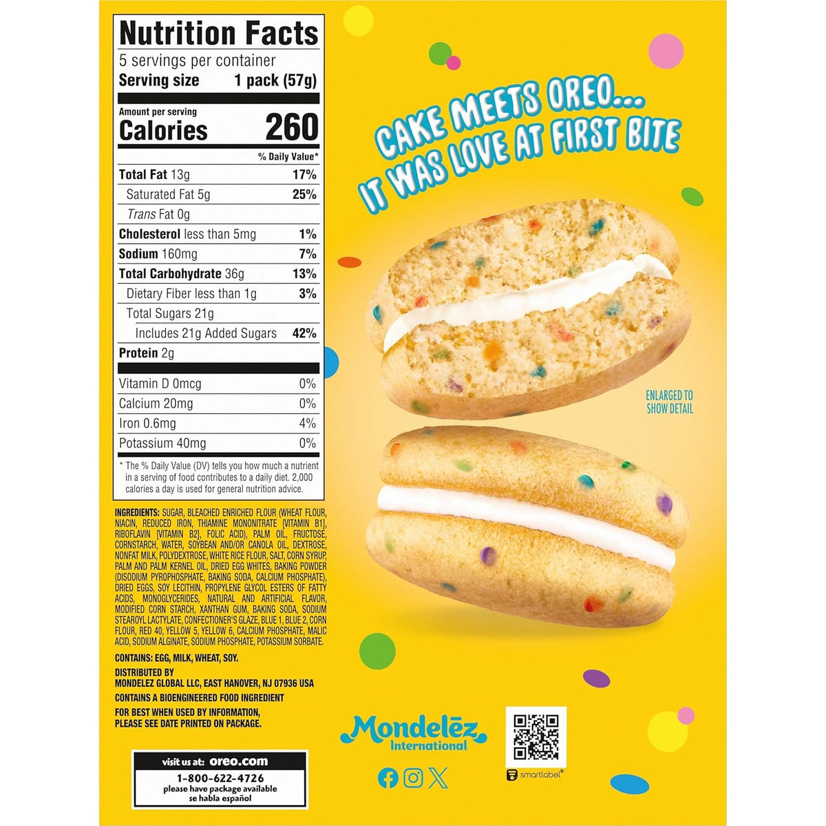 OREO Cakesters Confetti Cake Soft Snack Cakes, 5-2.02 oz Snack Packs