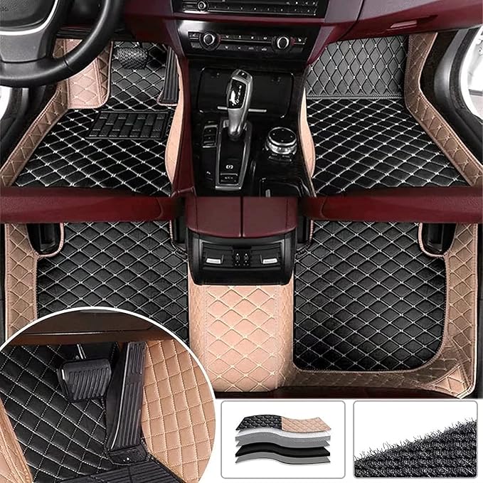 Custom Making Car Floor Mats Compatible with Audi BMW Mercedes-Benz Toyota Lexus Honda Infiniti Nissan Hyundai Kia All Models 2005-2026 (Black Beige and Beige)