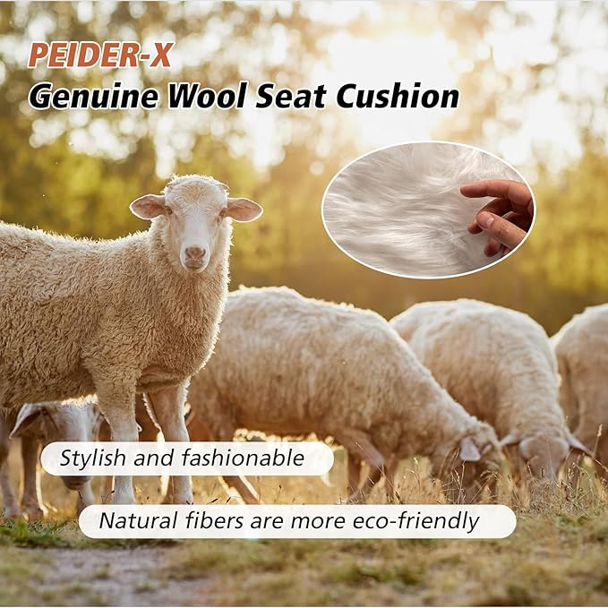 Genuine Wool Car Seat Cushion, Australian Soft Wool Auto Seat Pad Breathable and Sweat-Wicking Comfort Warm Universal Fit, 19.7''x19.7'' for Car Seats, Office Chairs, Home (Orange)