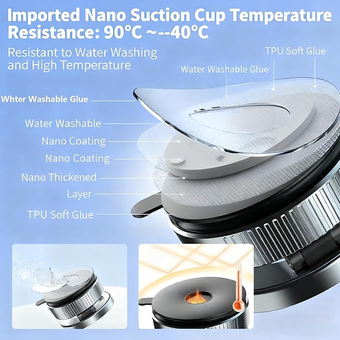 Upgraded Vacuum Magnetic Car Phone Holder 360° Reinforced 96LBS Ultra Suction Cup Phone Mount for MagSafe Cell Phone Holders for Your Car/Mirror Mount for iPhone & Android