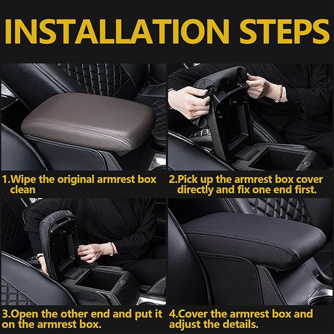 AOMSAZTO Console Covers for 2019 2020 2021 2022 2023 2024 2025 Toyota RAV4 Armrest Covers for Toyota RAV 4 Black with Black Stiches