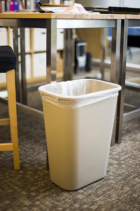 Rubbermaid Commercial Products 41QT/10.25 GAL Wastebasket Trash Container, for Home/Office/Under Desk, Beige (FG295700BEIG) (Pack of 3)