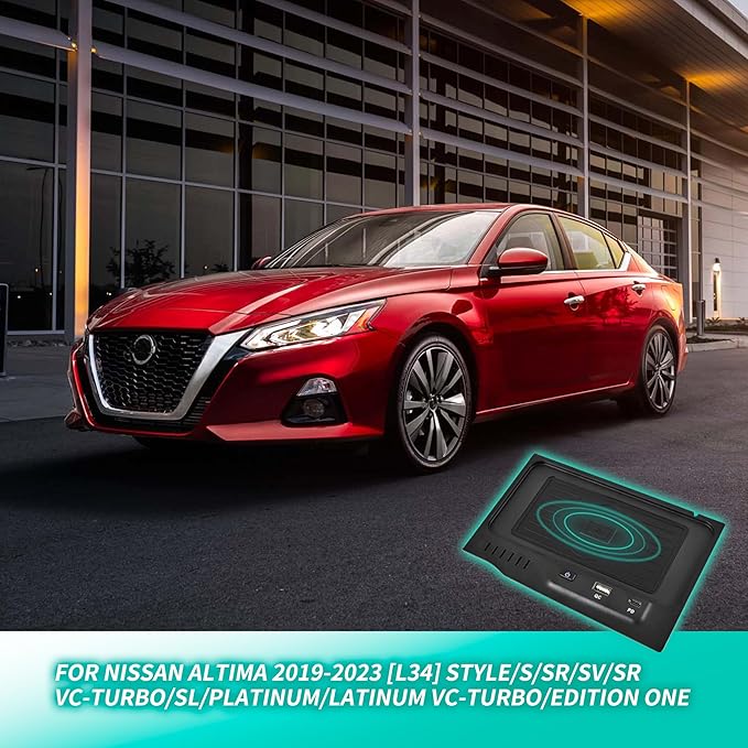 Wireless Charger for 2019-2024 Nissan Altima L34 Style Accessories, USB-A USB-C Phone Wireless Fast Charging Panel for S/SR/SV/SR VC-Turbo/SL/Platinum/latinum VC-Turbo/Edition One